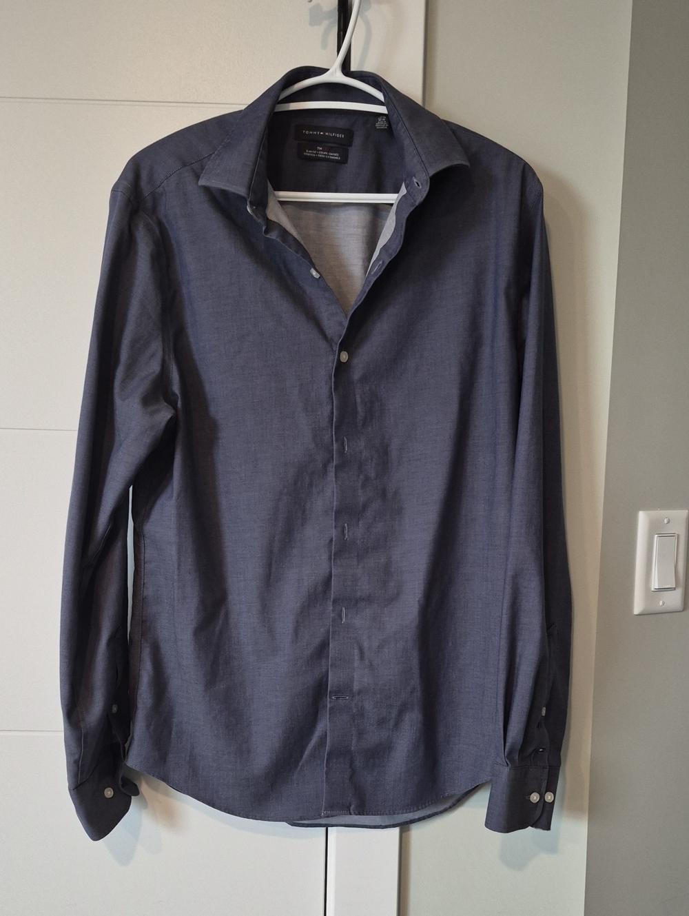 Theory Charcoal Blue Long-Sleeve Dress Shirt Medium